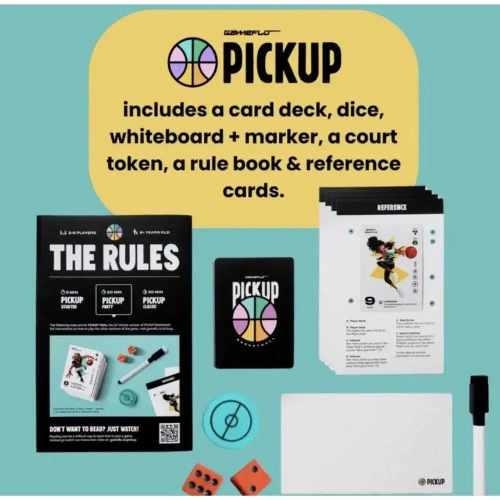 GameFlo PICKUP Basketball Card Game: Strategy & Math Focus, 2-6 Players